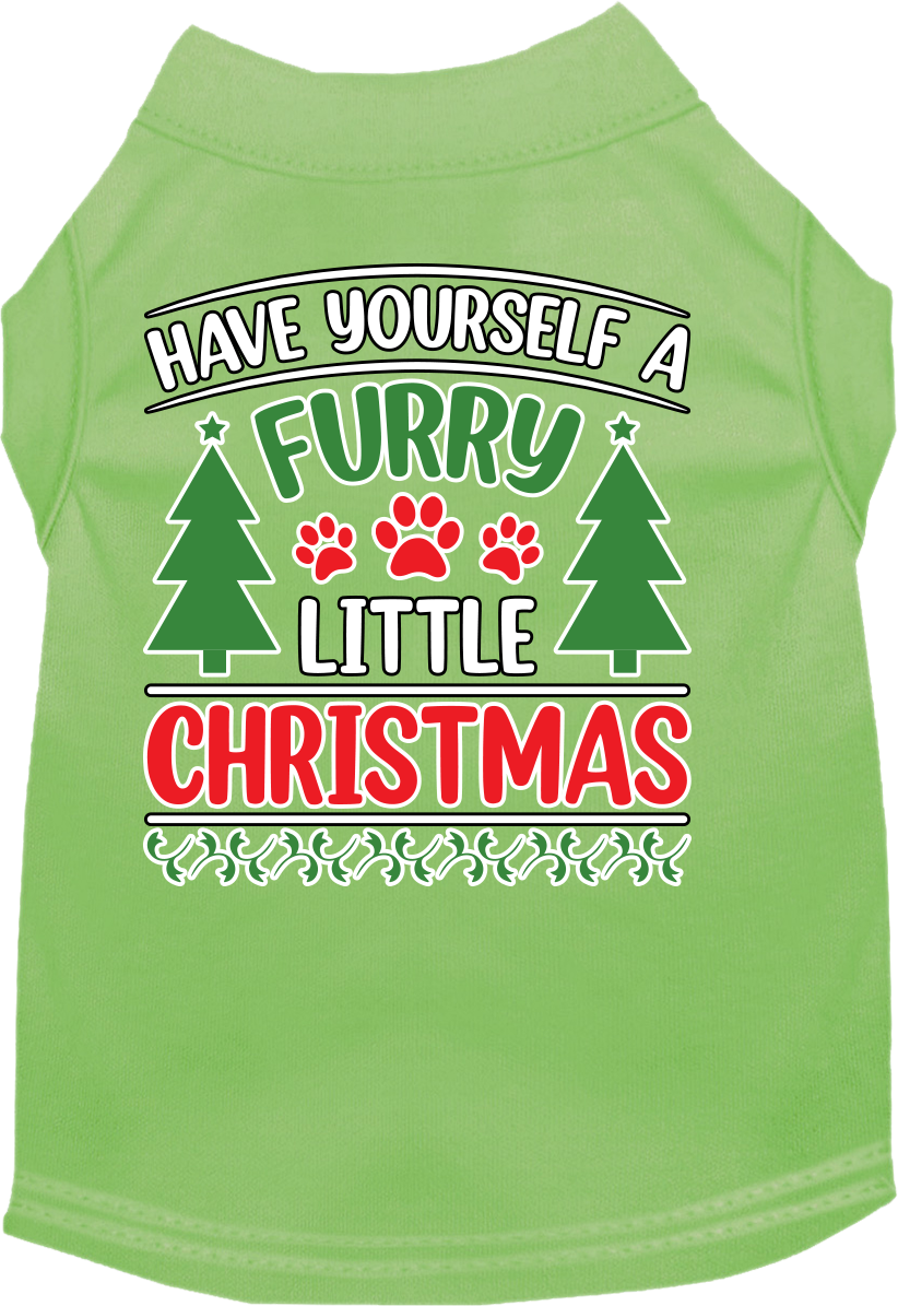 Furry Little Christmas Screen Print Dog Shirt Lime Green Size XS